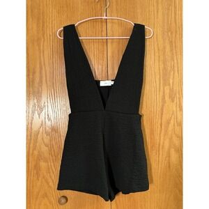 Onia‎ Romper Overalls Wm XS Black Crinkle Gauze Swim Cover Up V Neck Minimalist